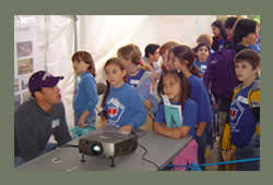 Arbor Day 2004, in the high-tech forest tent.