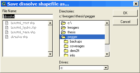 Choose a location to store the output shapefile
