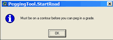 "Must be on contour before you can peg in a grade" alert message