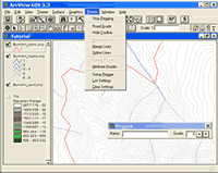 Click to enlarge Figure 2 - The simple PEGGER user interface in ArcView GIS 3.
