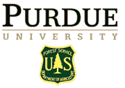 Logos for Purdue University and the US Forest Service
