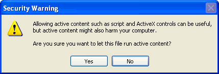 Security Warning about ActiveX