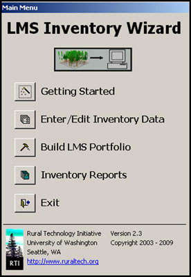 Figure 8-1: The main menu of the LMS Inventory Wizard.