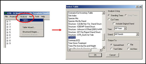 Figure 9-1. Generating a table in LMS