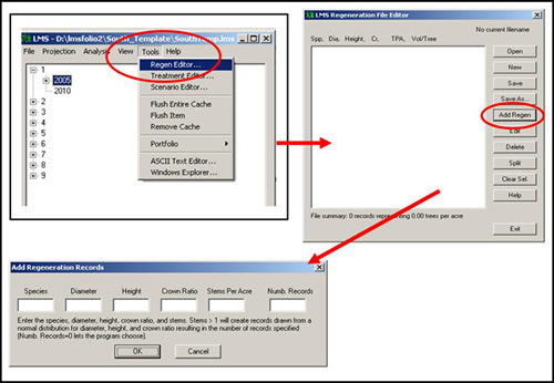 Figure 9-15: The Regen Editor allows you to create a Planting File so that you can plant new trees in LMS.